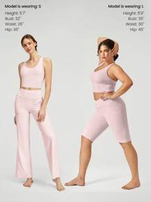 GLOWMODE FeatherFit™ Longline Crossover Strap Sports Bra Light Support Yoga Studio Gym Daily Fall Winter - Baby Pink - View 7