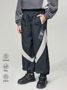 SHEIN Pantalon de sport décontracté pour la rentrée scolaire, pantalon de jogging ample à taille élastique et jambes larges pour préadolescentes
