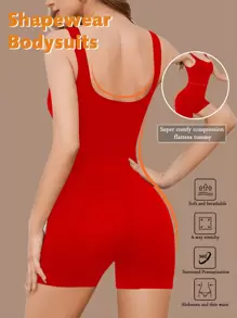 1pc Women Seamless Bodysuit With Built-In Shorts