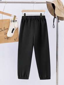 Summer,Holiday,TravelerYoung Boy Plain Minimalist Fashion Casual Long Pants, Suitable For Summer - Black - View 2