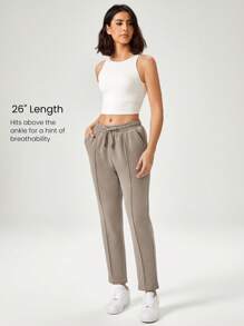 GLOWMODE 26'' Everyday Fleece Unisex Adjustable Drawstring Waist Tapered Joggers Pants With Side Pockets Daily Casual Fall Winter