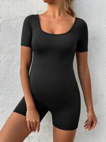 SHEIN Pregnant Women's New Slim Fit Hollow Back Outdoor Casual Sports Jumpsuit