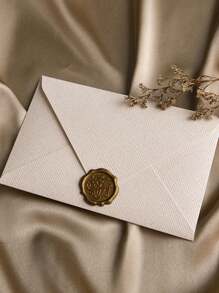 SHEIN 1 Busta di carta monocromatica e 1 adesivo sigillo ceralaccato, busta multifunzione vintage per scuola e ufficio per il rientro a scuola