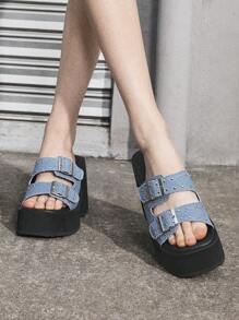 Sugerpunk Damen-Sandaletten mit dicker Sohle, verstellbarer Schnalle, Modisch