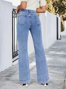 SHEIN LUNE Women's Casual Denim Jeans, Fashionable Summer Wear - Blue - View 2