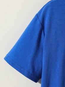 SHEIN 男童图案 T 恤，带人物和字母图案，休闲针织