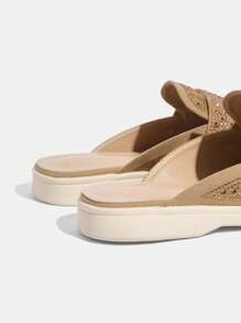 CUCCOO TILAWA Women's Fashionable Daily Casual Khaki Rhinestone Loafer Shoes - Khaki - View 5