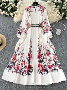 DreamSkyne Court Retro  Plus Size Women's Loose Plus Size Maxi Vacation Dress