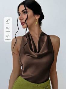 Firerie Women Elegant Sexy Holiday Music Festival Back To School Leopard Print Draped Neck Sleeveless Blouse Old Money Homecoming Going Out Tops Work Women Blouses Women Shirts