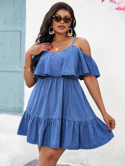 SHEIN SXY Plus Size Off Shoulder Strap Denim Casual Vacation Dress Summer,Vacation Outfits Woman,Easter,Spring,Western,Office Outfits For Women,Rave Outfits,Baby Shower Dress,Cottagecore,Country Outfits Women,Old Money Style Women,Going Out Outfits,Festival Outfits,Rodeo Outfit,Airport Outfit For Women,Kpop,Tropical Vacation Woman Clothes,Nashville Outfits,European Summer,Concert,Cowgirl Outfit,Graduation Outfit,Elegant,Resort Wear Women,Business Casual Woman,Western Wear Women,Y2k Clothe,Y2k Clothes,Old Money Style Women,Holiday,Church Clothes Women,Airport Outfit For Women/Airport Outfit Beach Outfits For Woman,Vacation Outfits Women,Beach,Boho Women Clothing,Cruise Attire Women,Old Money Style Women,Ibiza Outfits,Boho Chic,Hawaiian Clothes For Women,Outfits,Western Wear Women Plus, Graduation Dress Beach Dress Sundress Vacation Dress Boho Dress Tea Party Dress Tropical Dress