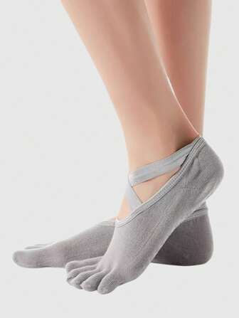 Kawaii 1 paire de chaussettes de yoga adhésives à cinq orteils