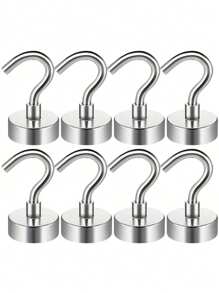 磁性挂钩，25 磅（约 11 千克）重型磁铁挂钩，适用于厨房、家庭、游轮、工作场所、办公室和车库，超强磁铁带挂钩，用于悬挂，金属磁性烧烤挂钩磁性挂钩，适用于冰箱、工具箱、储物柜 - 銀色 - 查看 14