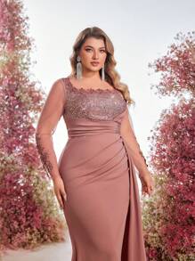 Glamrae Scialle oversize champagne dorato elegante, con ricamo di fili di lusso, patchwork e perline 3D a mano, arricciato, adatto per abiti da sera, abiti da festa, abiti da ospite di matrimonio, abiti da cerimonia e abiti da sera - Rosa antico - Visualizzare 5