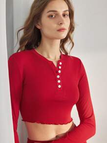 Ocili Damen minimalistische und modische Pyjama-Set, geeignet für den Sommer - Rot - Übersicht 3