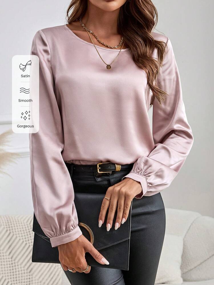 Women's Elegant Commuter Style Round Neck Long Sleeve Shirt