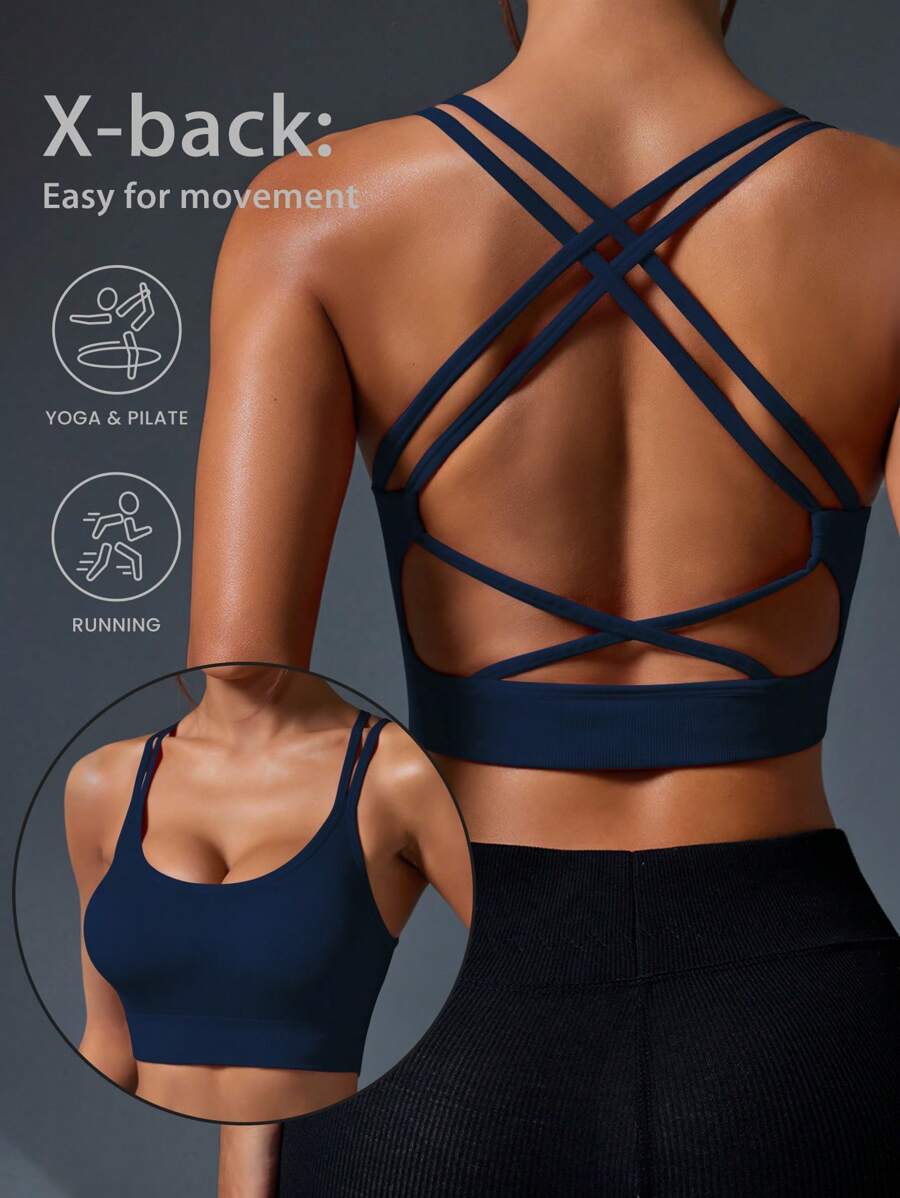 Gameset SHEIN Sport 农历新年女士无缝交叉带运动吊带背心