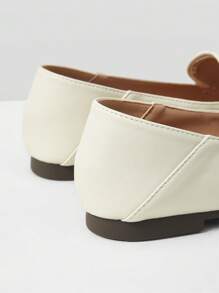 MOTF PREMIUM Zapatos planos de mujer con hebilla metálica, diseño de patchwork vintage, cómodos y suaves - Beis - Ver 6