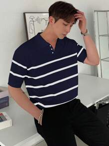 DAZY Men's Striped Short Sleeve Knit Sweater, Summer