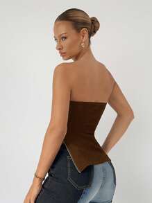Maija Top de tirantes sin mangas de color café 2025 verano nuevo para dama, con cremallera lateral, apropiado para uso empresarial y casual diario, elegante, para resorts de playa, invitados de boda, fiestas de cóctel, campo, festivales de música, desayunos, almuerzos, aeropuerto, con estilo retro de los 90s de Estocolmo, Día de la Independencia de Estados Unidos
