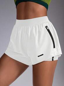 Powerista Women's Zipped Pocket Daily Fitness Sports Shorts Sweater Shorts