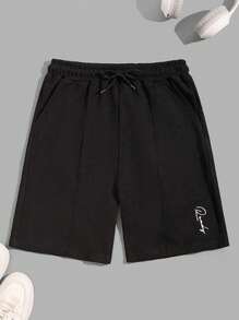 RueChic Men Waffle Fabric Patched Regular Short - Black - View 3