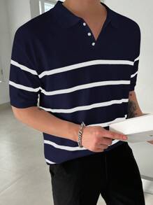 DAZY Men's Striped Short Sleeve Knit Sweater, Summer