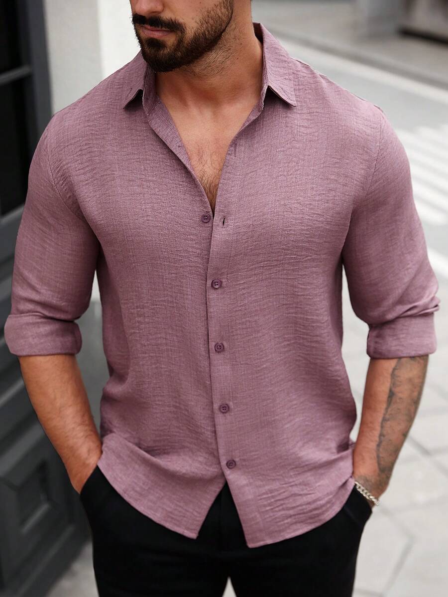 Manfinity Homme 长袖条纹衬衫，简约时尚，适合夏天