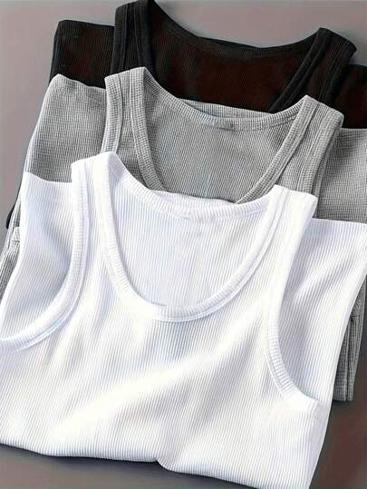 Manfinity Dauomo Men's Plain Color Tank Top, Simple & Fashionable, Suitable For Summer