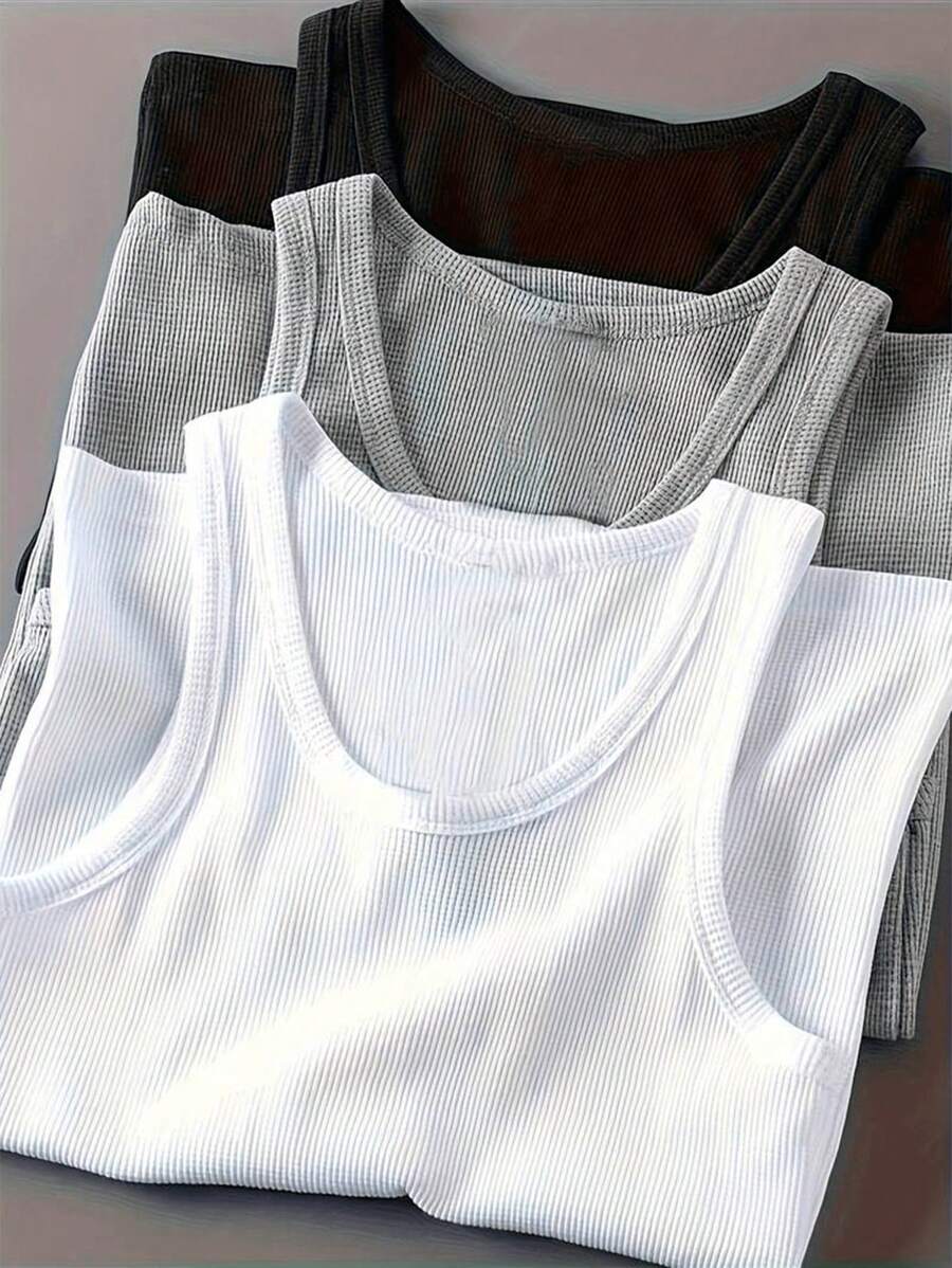 Manfinity Dauomo Men's Plain Color Tank Top, Simple & Fashionable, Suitable For Summer