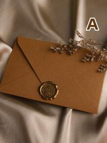 SHEIN 1 Busta di carta monocromatica e 1 adesivo sigillo ceralaccato, busta multifunzione vintage per scuola e ufficio per il rientro a scuola