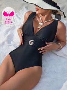 Swim DD+ 1pc Women's Minimalist One-Piece Swimsuit, Fashionable For Summer - Black - View 7