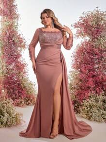 Glamrae Scialle oversize champagne dorato elegante, con ricamo di fili di lusso, patchwork e perline 3D a mano, arricciato, adatto per abiti da sera, abiti da festa, abiti da ospite di matrimonio, abiti da cerimonia e abiti da sera - Rosa antico - Visualizzare 7