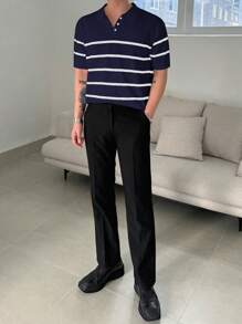 DAZY Men's Striped Short Sleeve Knit Sweater, Summer