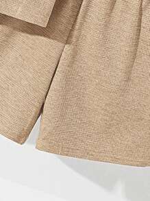 SHEIN 2 件套青少年男孩宽松纯色翻领短袖 Polo 衫和短裤套装，通勤、上学、日常、运动休闲装，适合春夏季