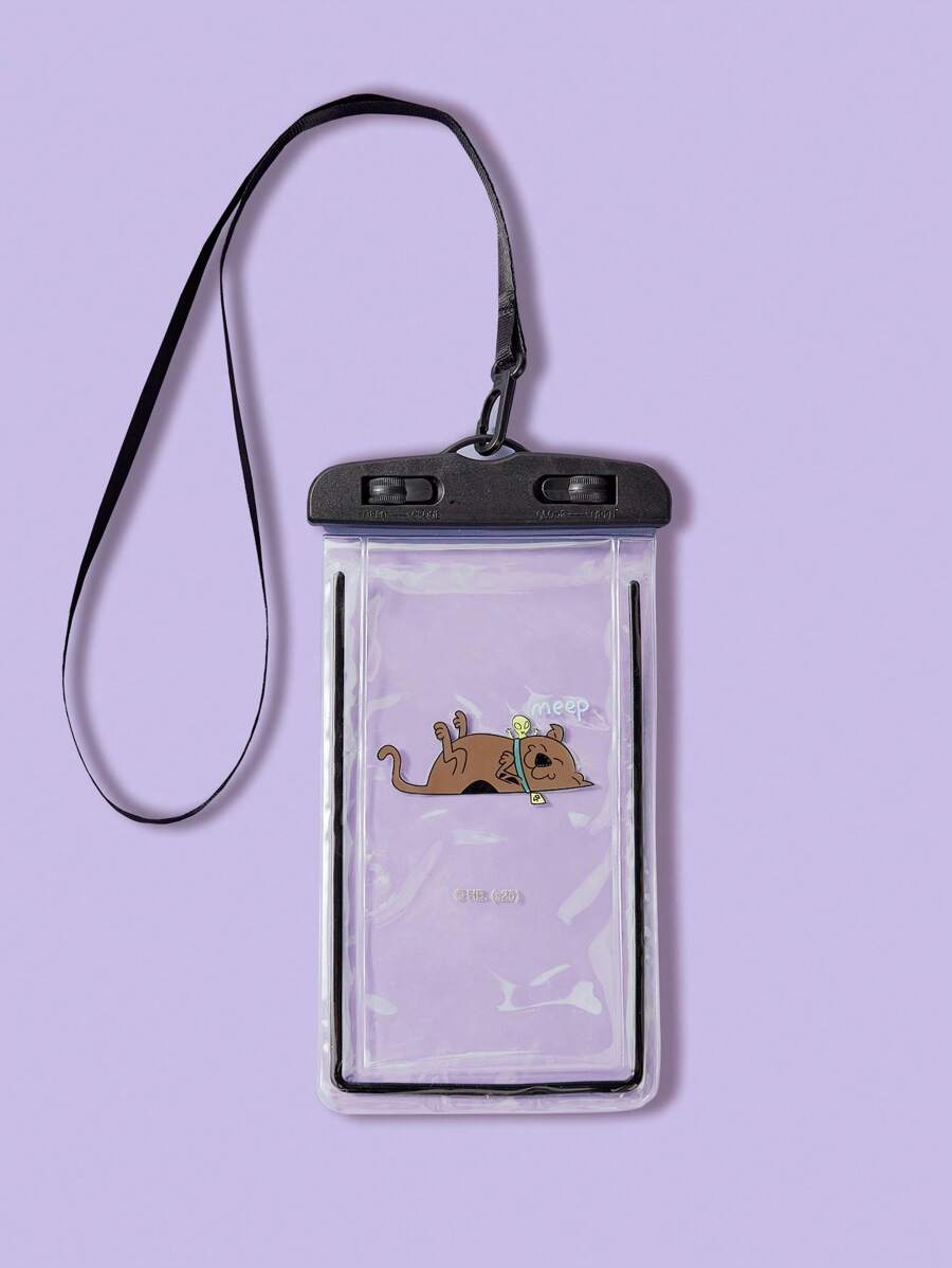 SCOOBY-DOO X SHEIN Cartoon Puppy Print Waterproof Travel Phone Bag - Black - View 1