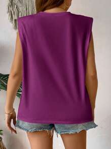 Calvaya Camiseta de tirantes con relleno de espuma de unicolor simple para tallas grandes