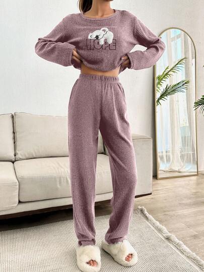 RueChic Schattige Lazy Koala Geborduurde PJ Set