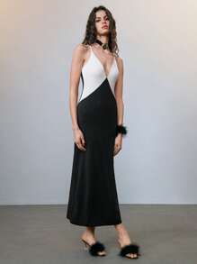 SHEIN Unity Robe fourreau maxi avec couleurs contrastées, sexy