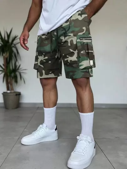 Manfinity EMRG Men's Camouflage Casual Shorts, Fashionable For Summer Camo Shorts For Men Camo Cargo Shorts Men