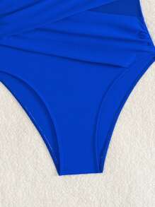 SHEIN Swim 女士纯色交叉设计时尚吊带连体泳衣