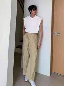 DAZY Men's Solid White Mesh Basketball Tank Top, Summer - White - View 7