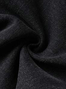 SHEIN Tween Boy Fashion Casual Base Comfortable Soft Cut Out Ripped Frayed And Red Patchwork Design Black Denim Stretch Skinny Jeans For Boy Soft Dailywear And Kids Summer And Spring Clothes