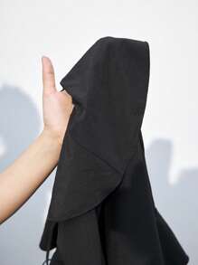 Maija Đầm suông không tay viền bèo nhún màu trơn đơn giản cho nữ - màu đen - Xem 7