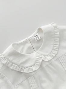 新生女宝宝可爱百搭休闲连体衣，彼得潘领，夏季 - 白色 - 查看 6