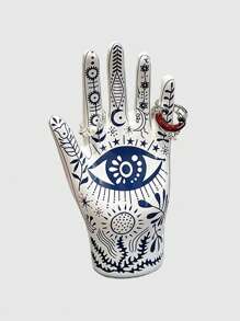 ROMWE Fairycore 1pc Hand-Shaped Ceramic Jewelry Tray, Desktop Decor Finger Ring Display Stand (Minor Defects On Bottom Are Normal Ceramics Crafting Phenomenon) - Multicolor - View 1