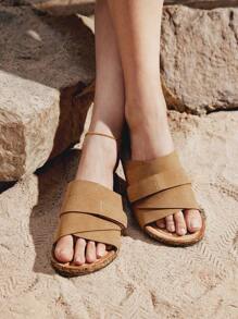 Styleloop Women's Casual Flat Slide Sandals - Camel - View 2