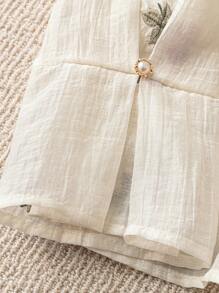 Calvaya Plus Size Women Elegant Improved Chinese Style Embroidered Button Down Long Sleeve Blouse, Chinese New Year Holiday Fall Cloth For Women