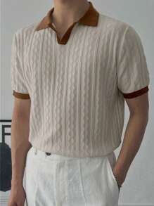 DAZY Jersey holgado de punto de verano para hombre con parches de colores contrastantes
