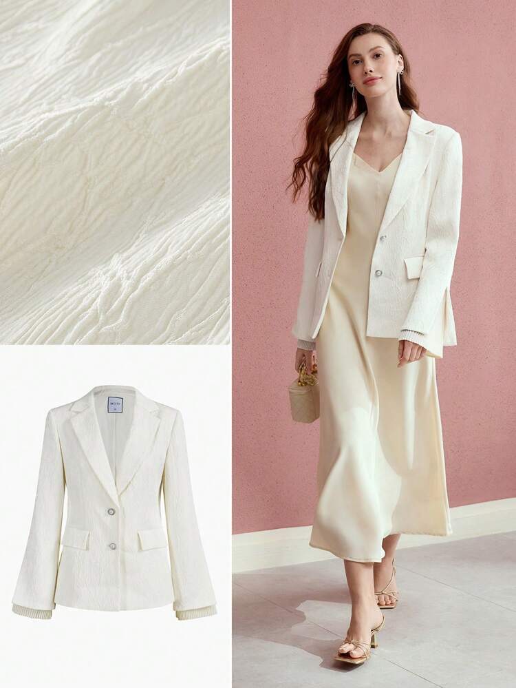 TEXTURED FLARE SLEEVE BLAZER