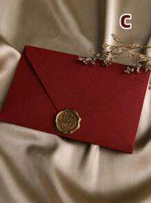 SHEIN 1 Busta di carta monocromatica e 1 adesivo sigillo ceralaccato, busta multifunzione vintage per scuola e ufficio per il rientro a scuola